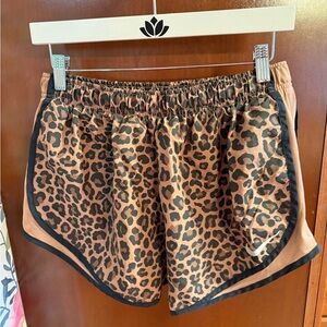 Nike Leopard Print Athletic Shorts - Brown and Black